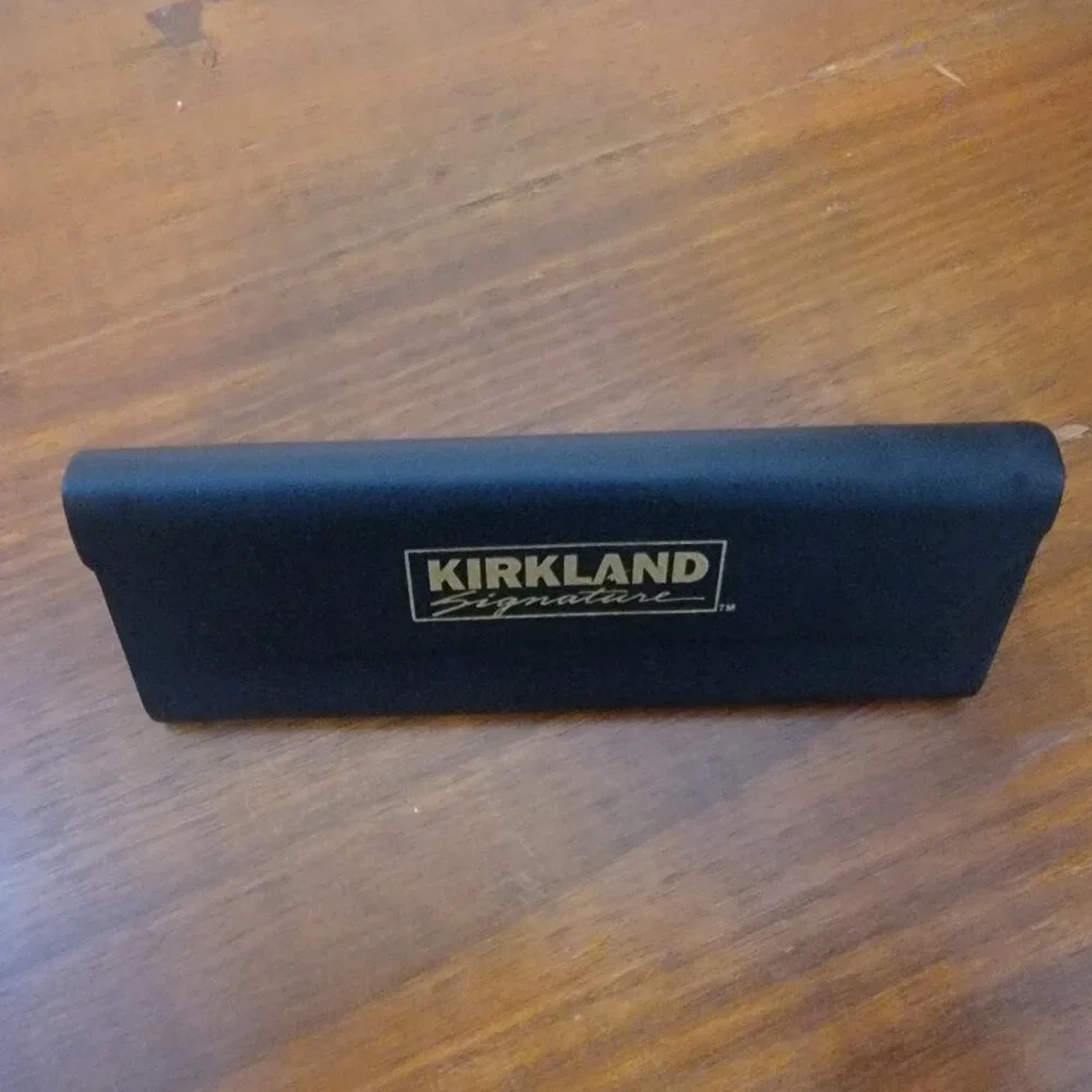 Kirkland Signature Eyeglasses Case Semi Hard Shell Collapsible Leather Triangle